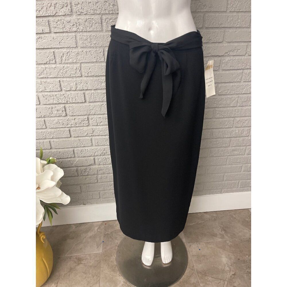 Michele Women Black Belted Maxi Skirt Size 10 NWT